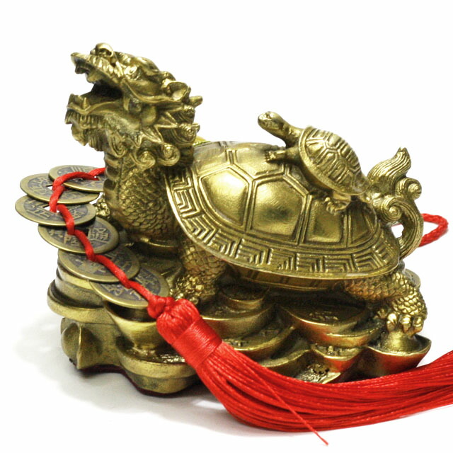 楽天市場】ロングイ 風水 置物 龍亀 大サイズ 最大長さ約11cm 銅製