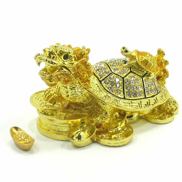 楽天市場】ロングイ 風水 置物 龍亀 最大長さ約9．5cm 元宝付き