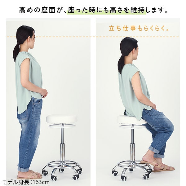 楽天市場】ハイスツール DX リングレバー 足置き キャスター付き 丸