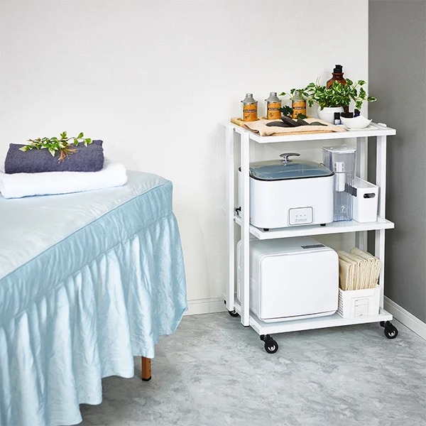 楽天市場】ワゴン キャスター付き 大型 強化ガラス棚 3段 幅58.5×奥行