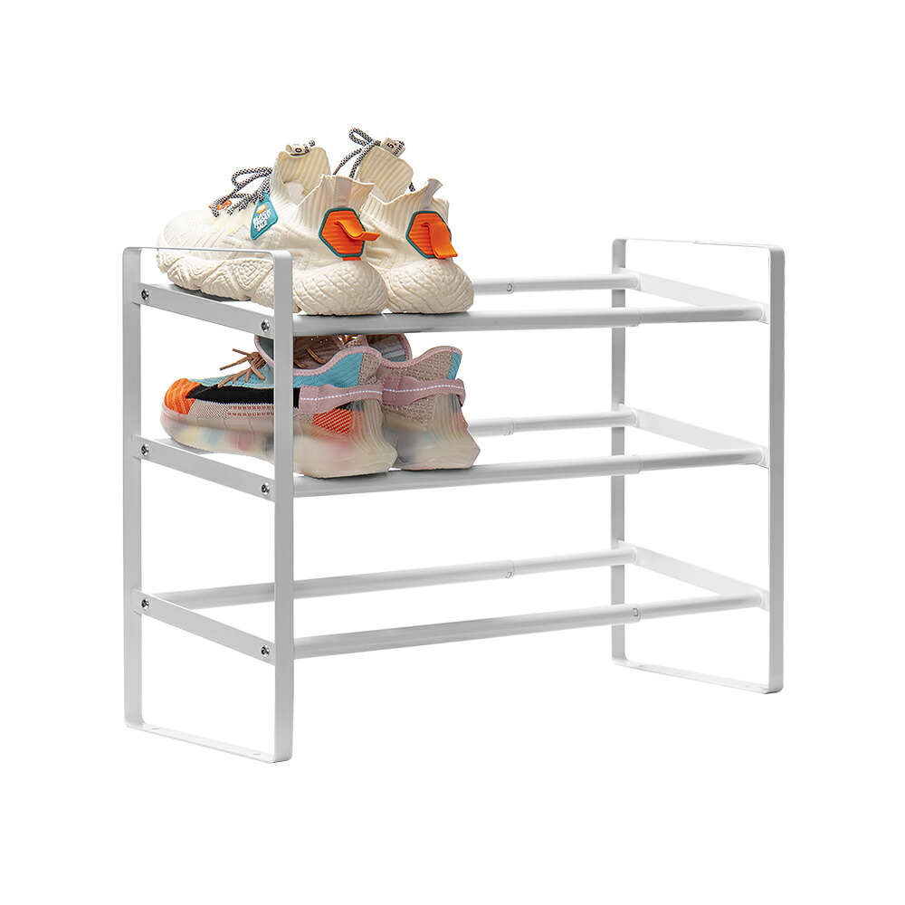 楽天市場】積み重ね可能 シューズラック 伸縮 省スペース 3段 靴棚