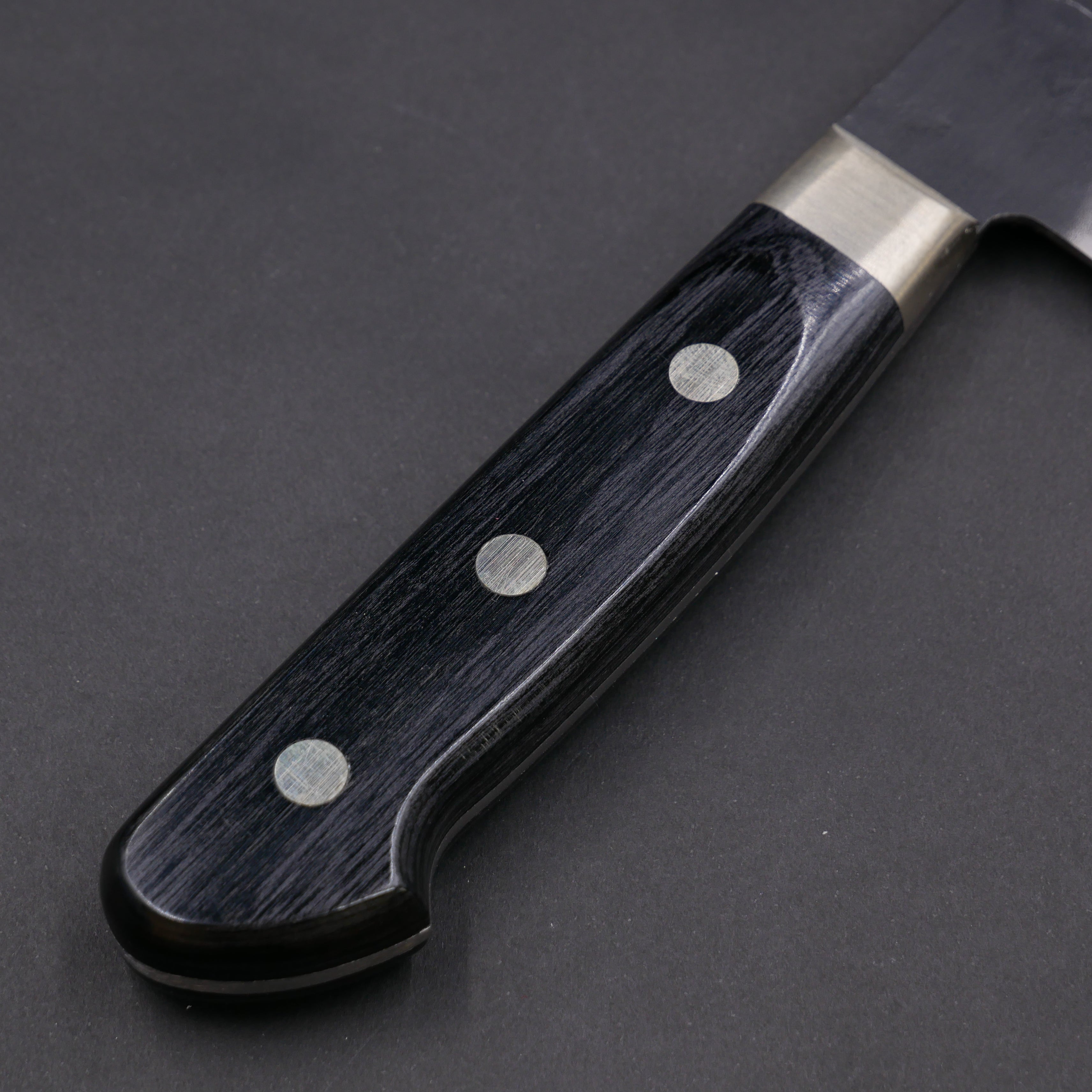 青紙スーパー 黒打 梨地 ステンレス割込 切付牛刀 – つば屋庖丁店