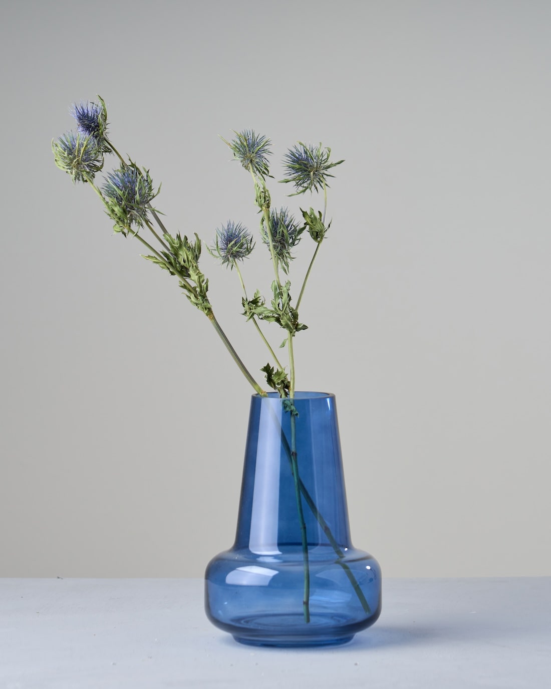 ガラス製フラワーベース 花瓶 ガラス工芸品 ブルーサファイア 約20cm