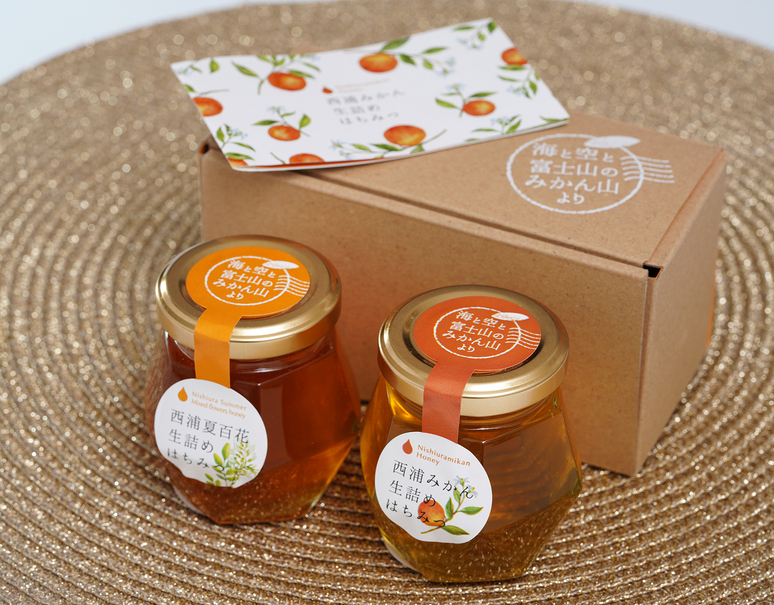 高田農園「西浦はちみつ生詰めはちみつ」100g×2瓶 ギフト箱 ※常温