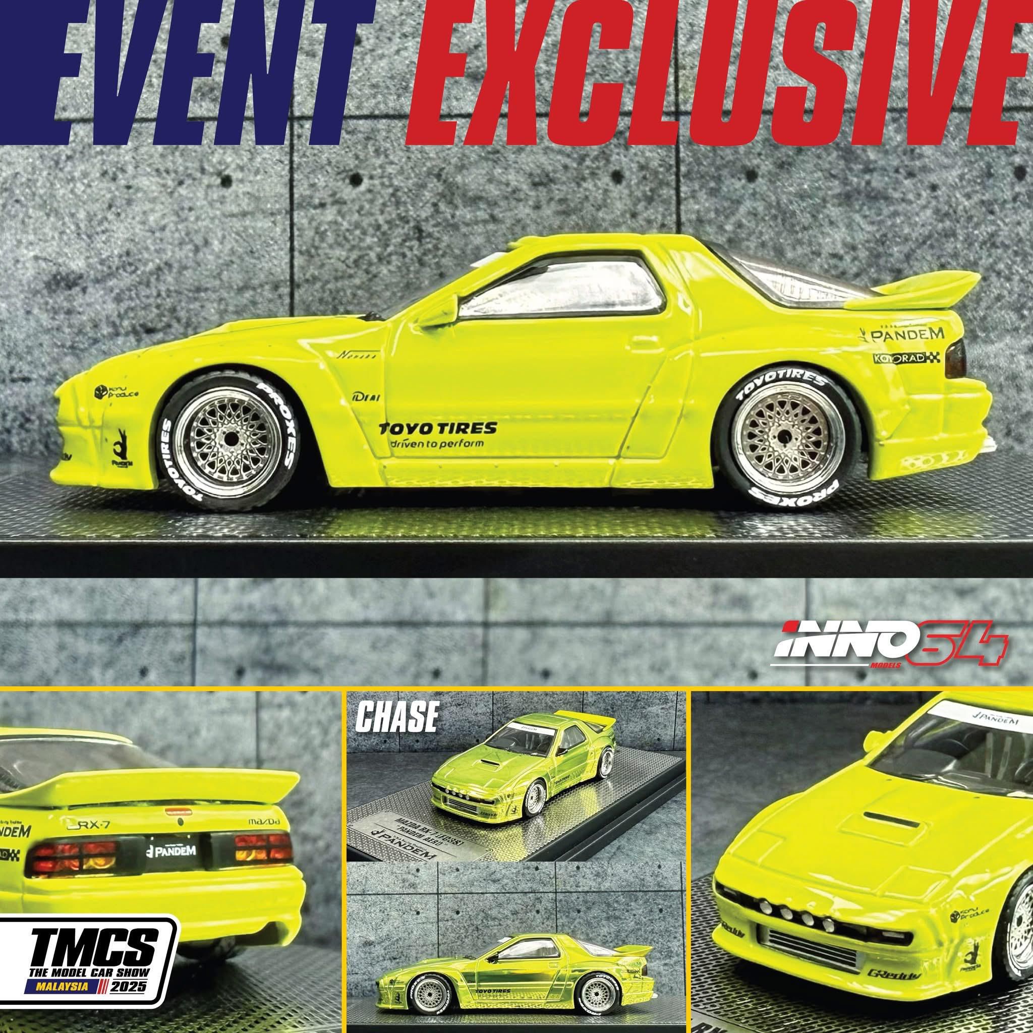 Inno64 Mazda RX-7 FC3S Pandem Yellow TMCS2025 1/64 Die Cast