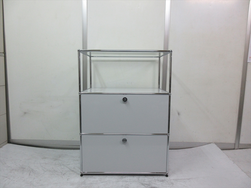 USMハラーシステム 1列3段 オープンシェルフ 天板ガラス ドロップ