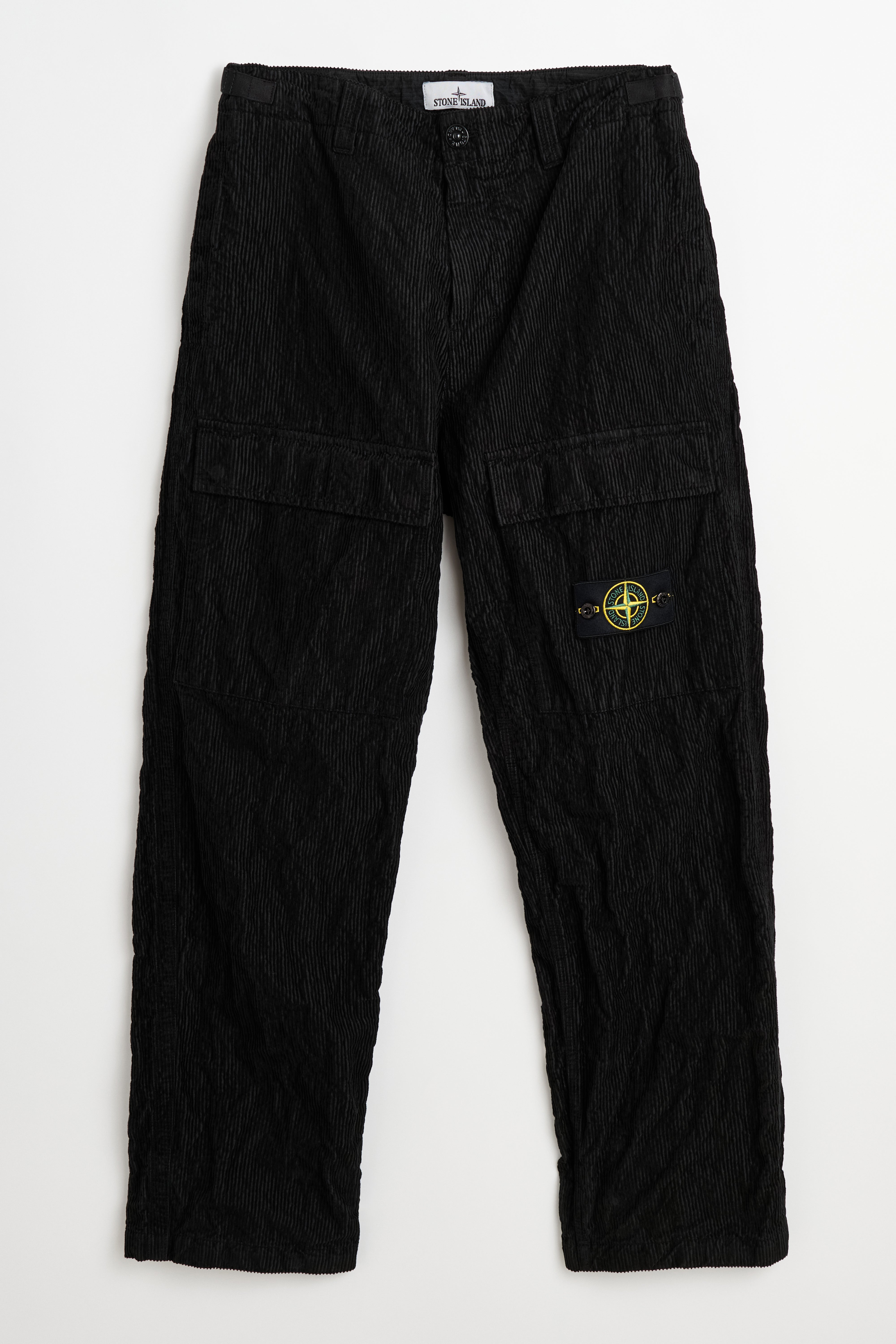Stone Island Wrinkled Corduroy 500-TC Cargo Trousers Black – Très Bien