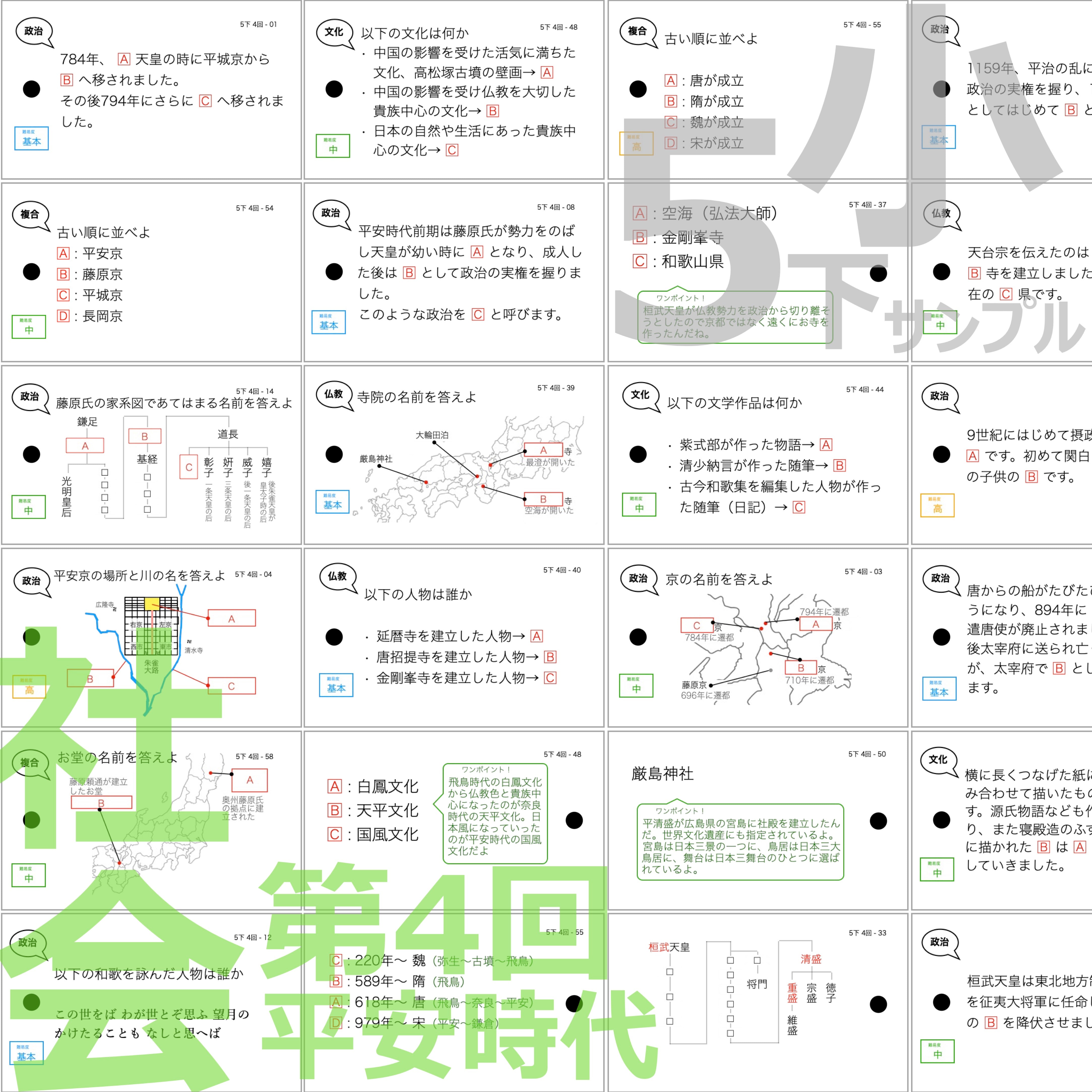 中学受験 暗記カード）5年下 全セット 社会・理科 1-18回 – TT1