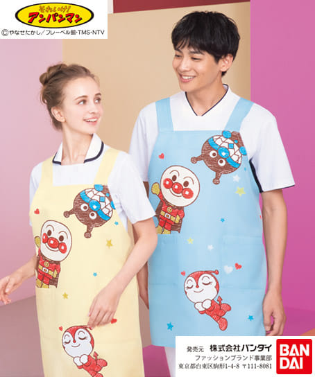 アンパンマン】プリントエプロン（H型スタイル・制菌・制電・男女兼用