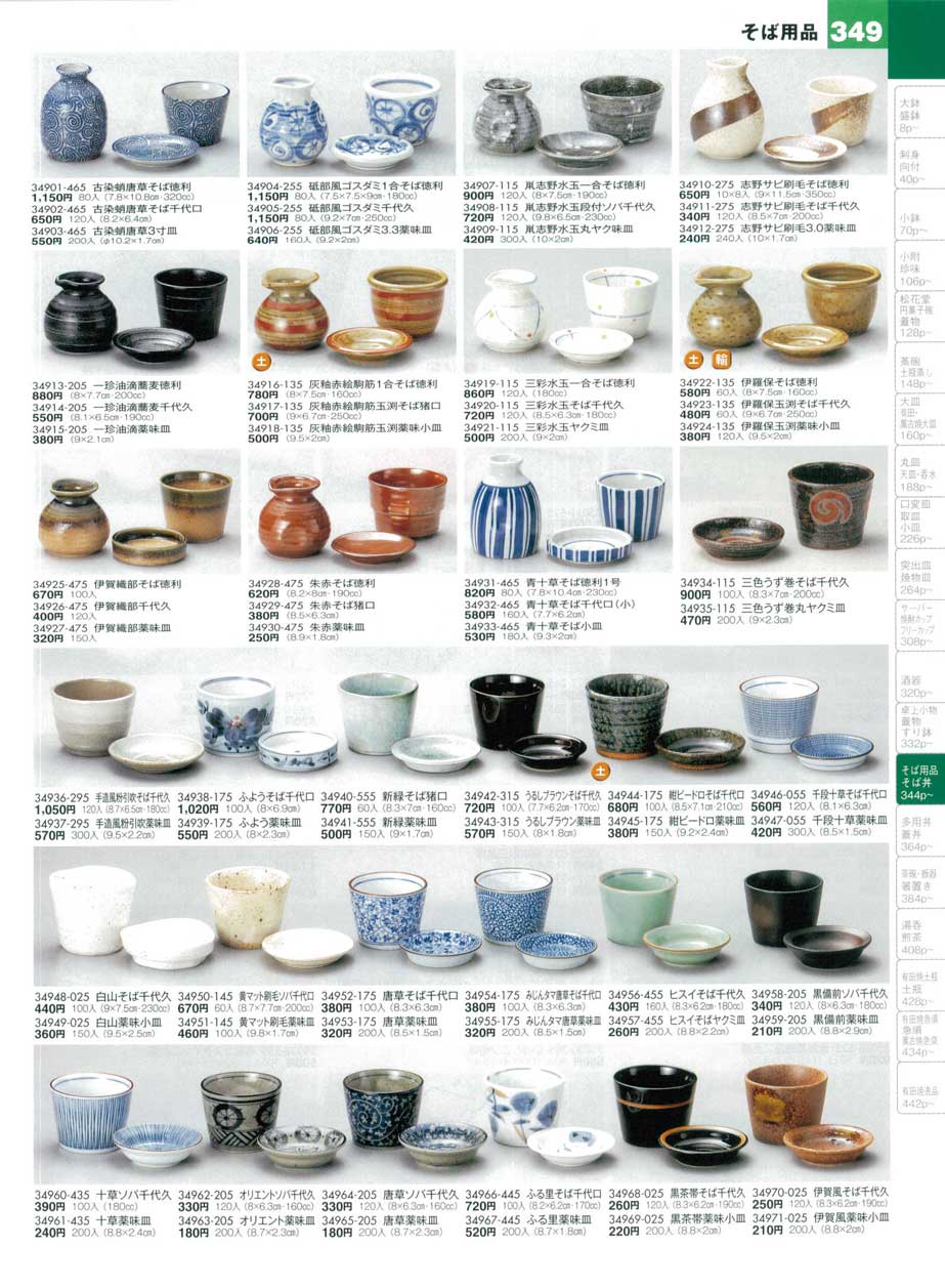 食器 そば用品・そば徳利・そば千代久・薬味皿陶雅15－349ページ