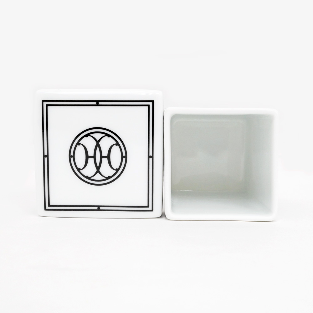 名東】【HERMES】エルメス シュガーボックス H DECO ホワイト ブラック