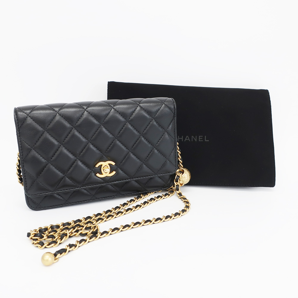 天白】【CHANEL】シャネル チェーンウォレット ショルダーバッグ 財布