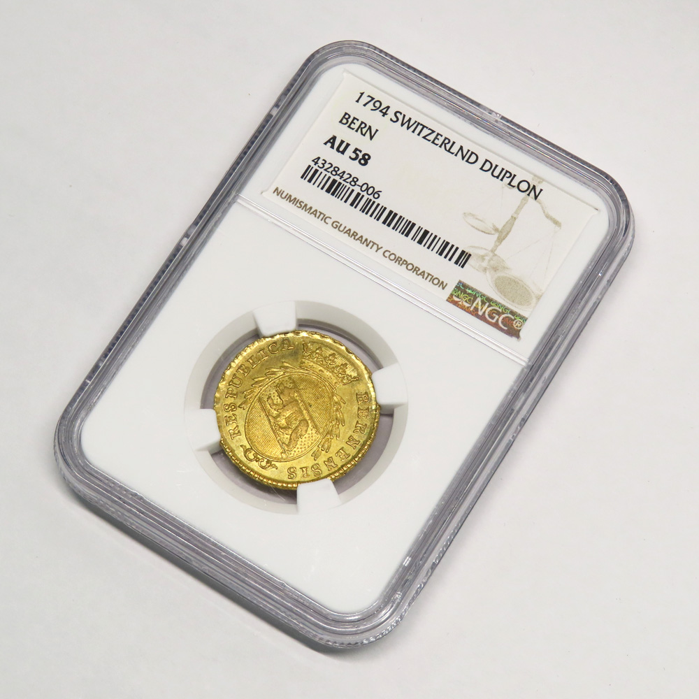 名古屋】【OTHER】スイス ベルン ダブロン金貨 1794年 スラブ入り NGC
