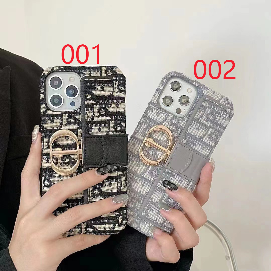 ディオール iPhone15 Pro/14Proケース トロッター柄 カード収納 DIOR