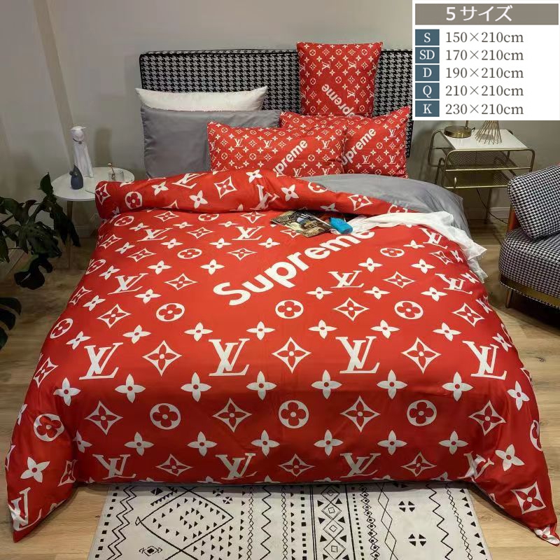 ヴィトン シュプリーム コラボ 掛け布団カバー シングル LOUIS VUITTON
