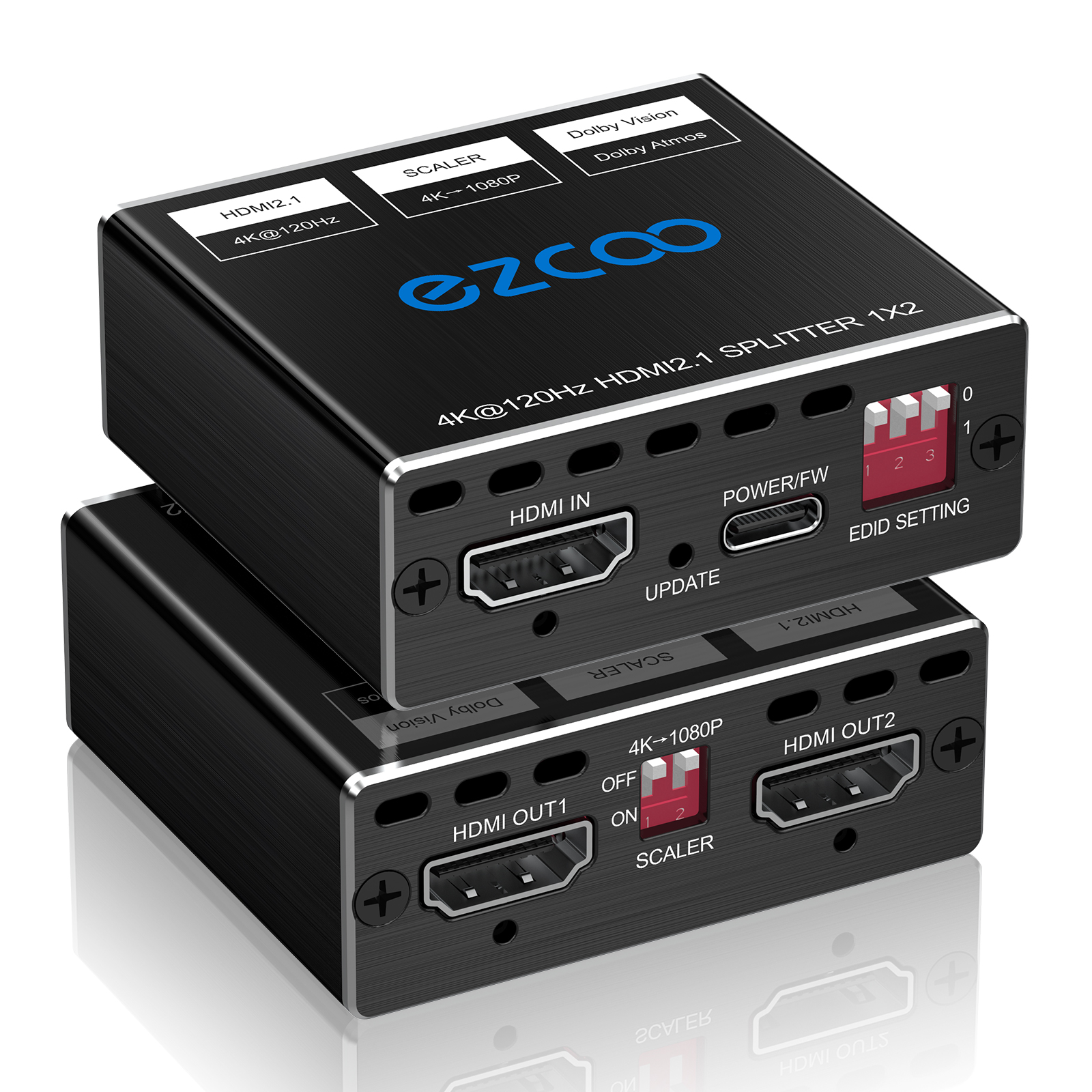 EZCOO 4K 120Hz HDMI 2.1 Splitter – 8K 60Hz – Dual Output, VRR