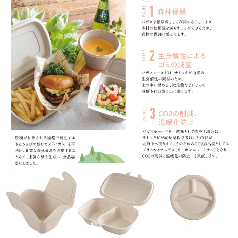 Sabert セイバート バガス 再生紙製容器 SBT-620ml パルプモールド楕円