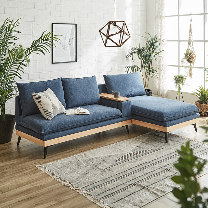 USBコンセント付きカウチソファ 3人掛け W240cm｜ ソファ・家具