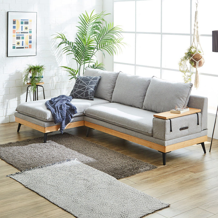 USBコンセント付きカウチソファ 3人掛け W240cm｜ ソファ・家具