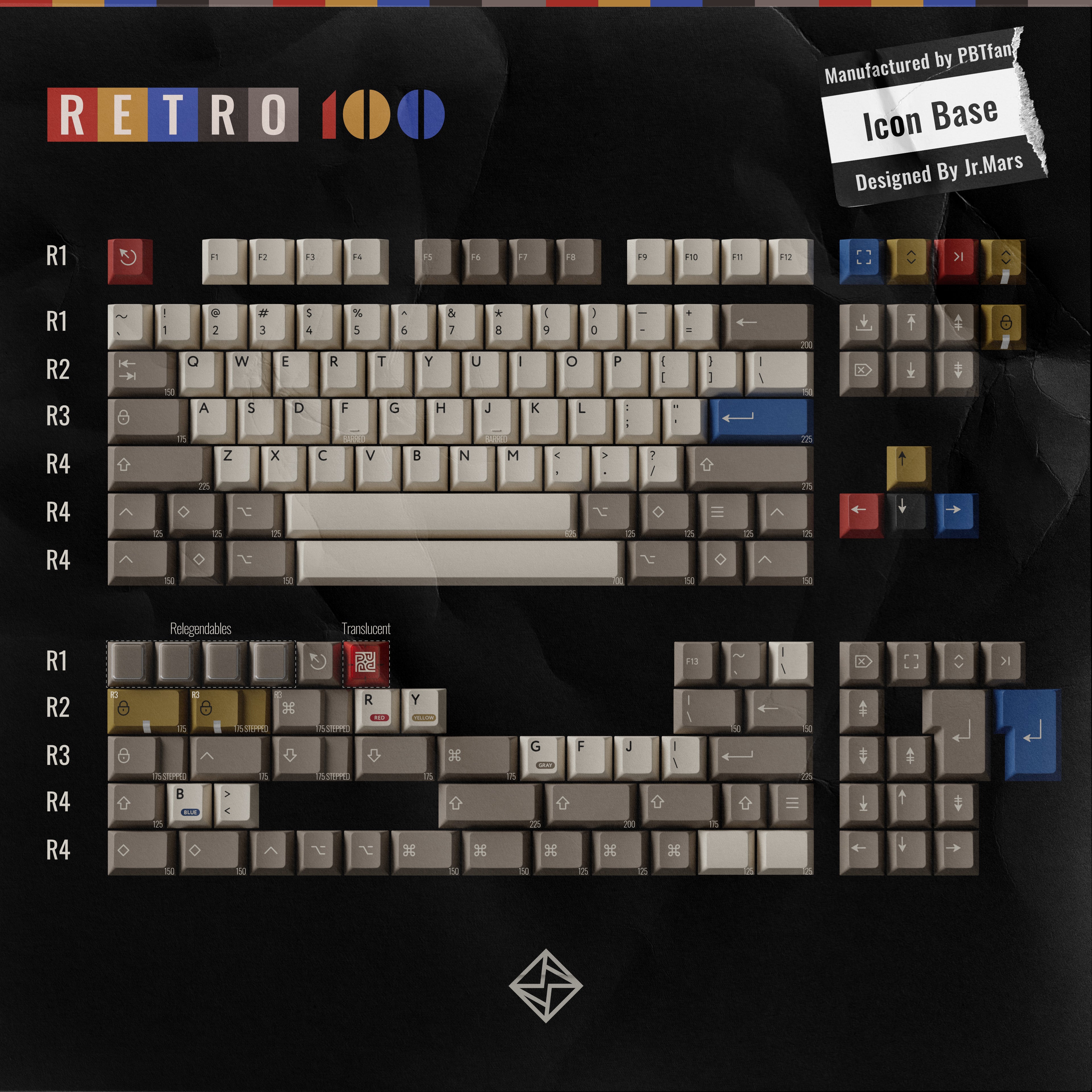 PBTfans Retro 100 Keycap Set: Customize Your Keyboard with Vintage