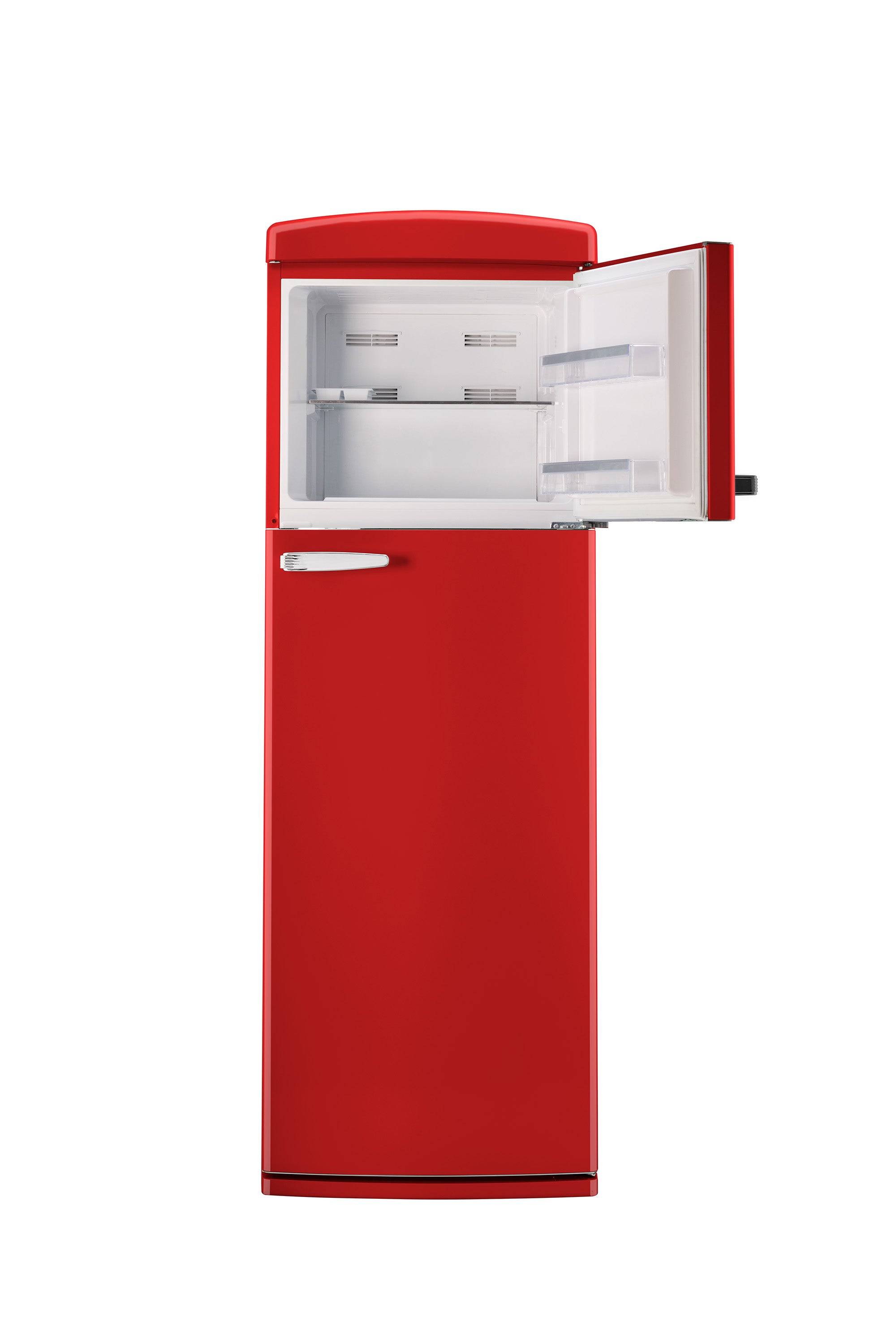 Unique 310L Candy Apple Red Top Mount Refrigerator – Unique Appliances