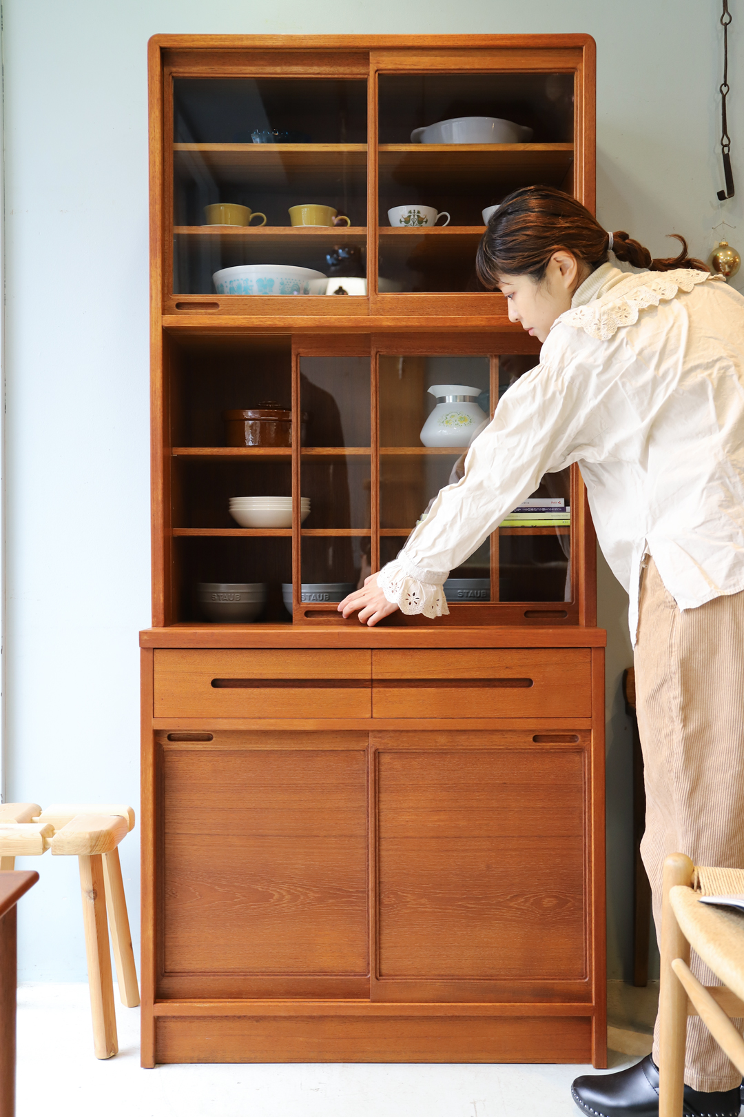 日田工芸 食器棚 カップボード ジャパンヴィンテージ チーク材 北欧