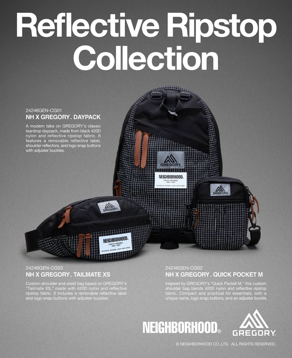 NEIGHBORHOOD® x GREGORY 24FW コラボバッグが国内12月7日より発売