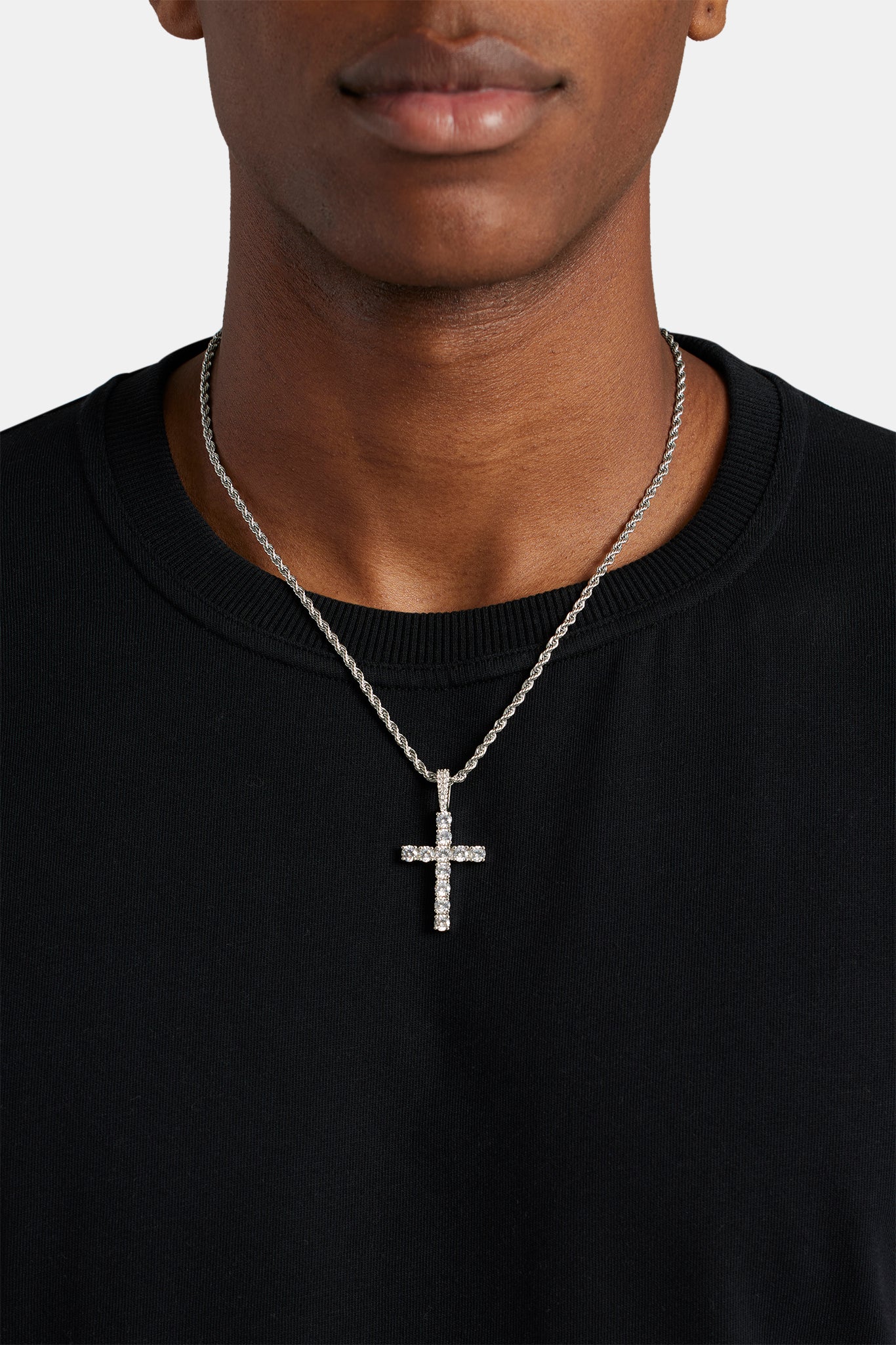 Iced Cross Pendant - 30mm - White – Cernucci US