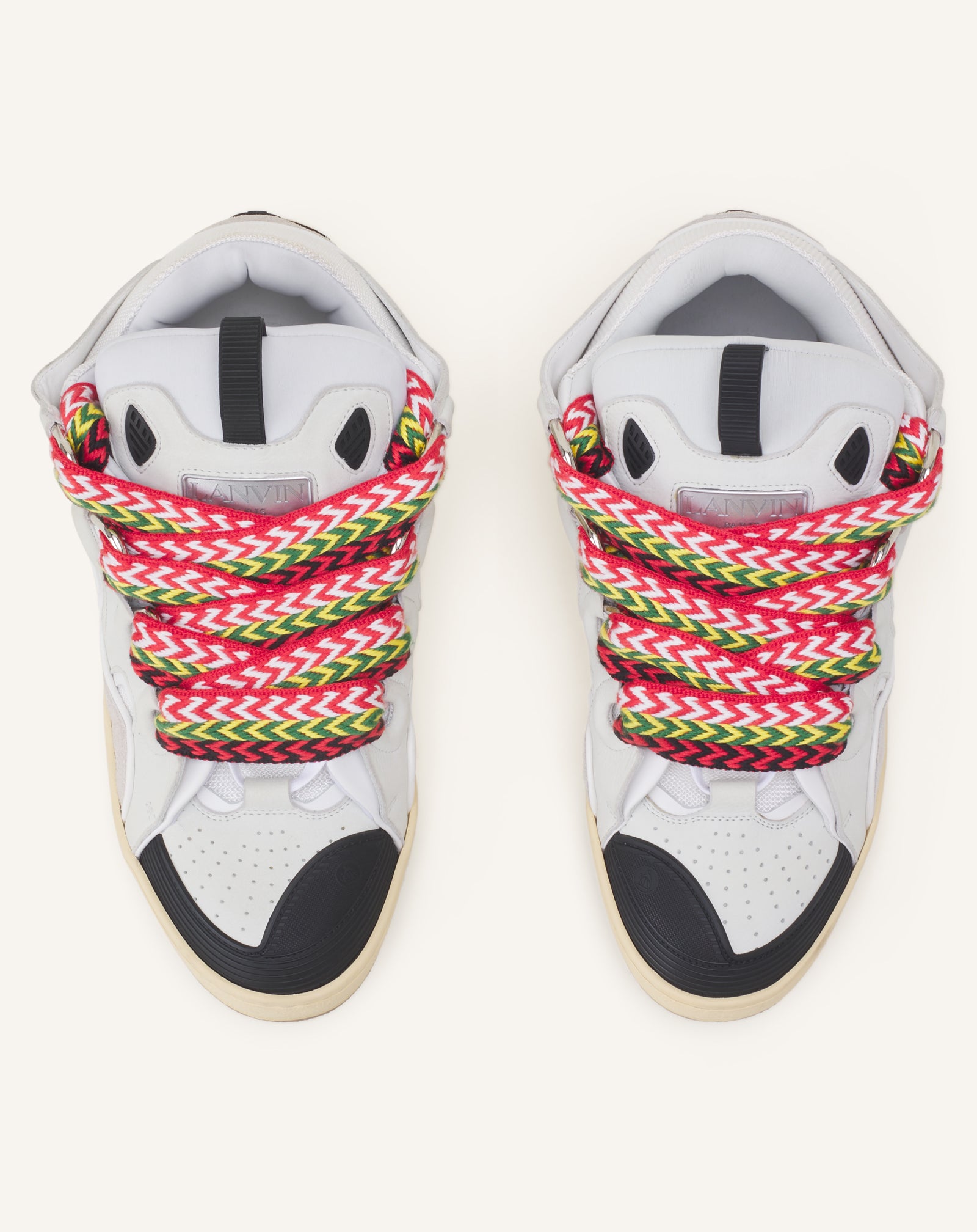 White Leather Curb Sneakers | Lanvin