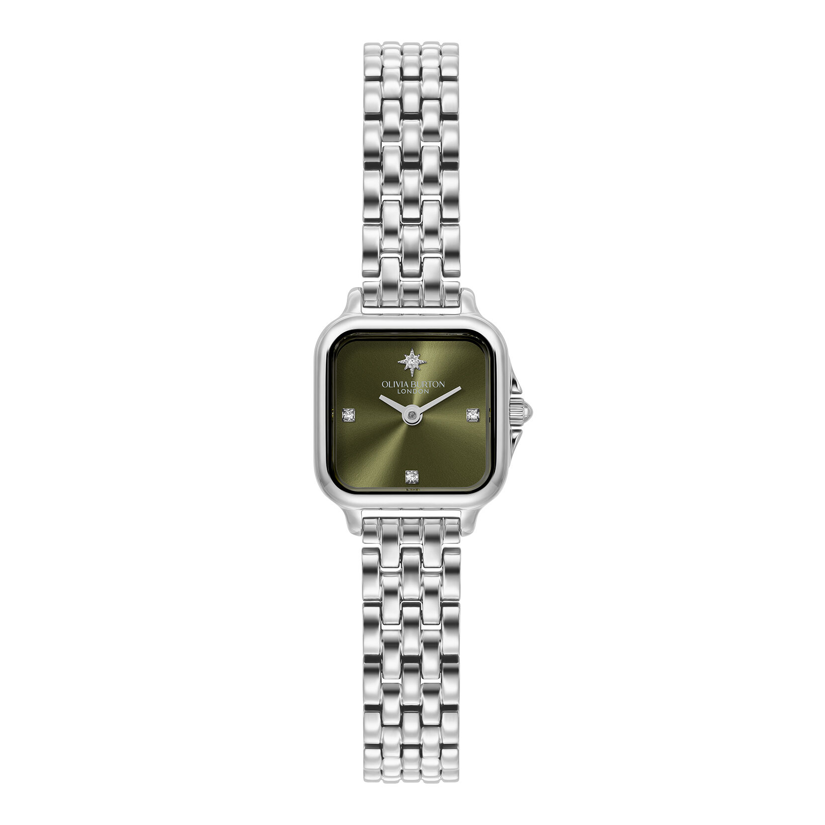 Classic 20mm Mini Grosvenor Sage Green & Silver Bracelet Watch