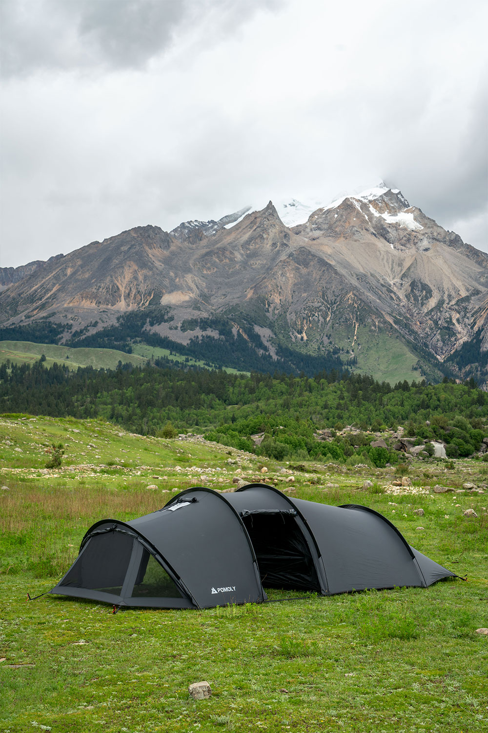 POMOLY トンネル型テント Openvista 2 | 煙突穴付き キャンプテント POMOLY