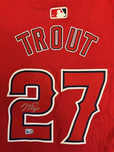 Mike Trout Autographed Authentic Angels Red Jersey | MLB Auctions