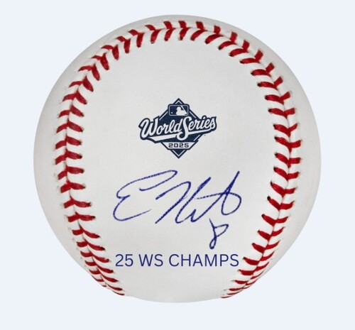 PRESALE: Kike Hernandez Autographed 2025 World Series Logo