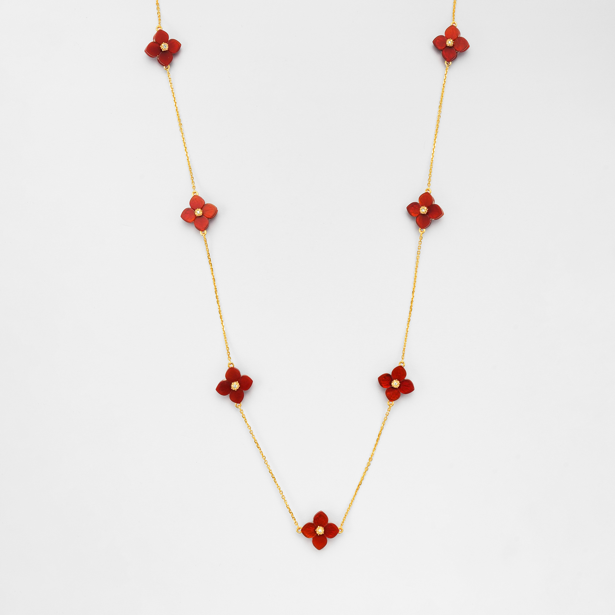 VBMN401790CA カーネリアン フラワー ネックレス｜ネックレス｜ヴァン