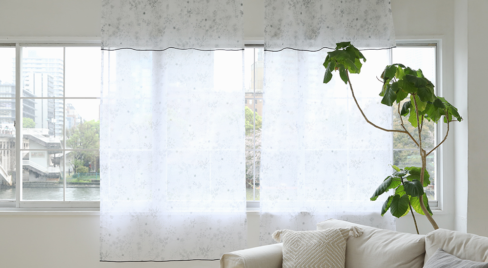 フローララップパイピング】洗濯可 パイピング レースカーテン