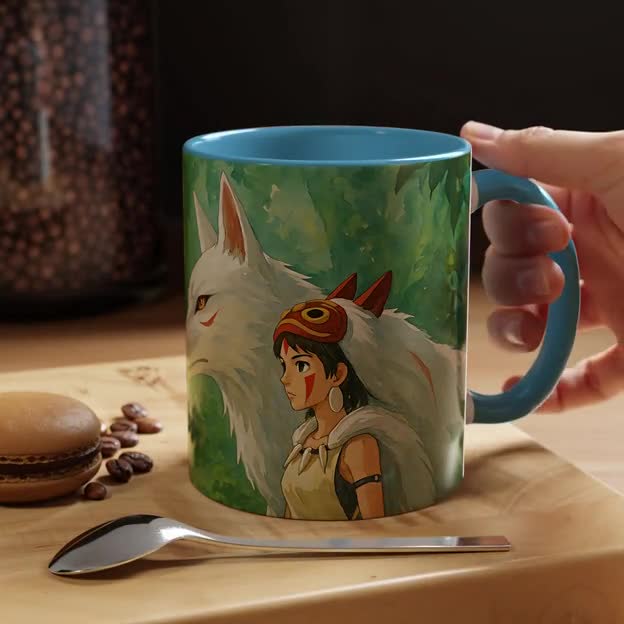 もののけ姫マグカップ：ジブリアニメファンアート陶器コーヒーカップ