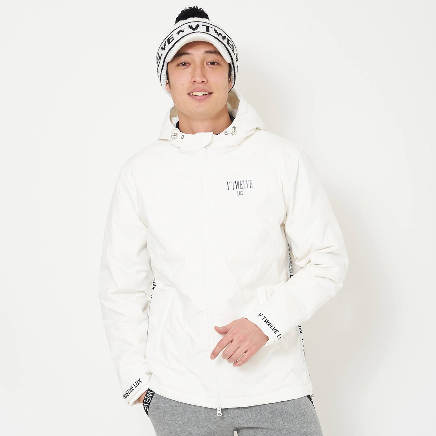 Twelve Lux フード付きダウンジャケット ホワイト V12 ゴルフ メンズ