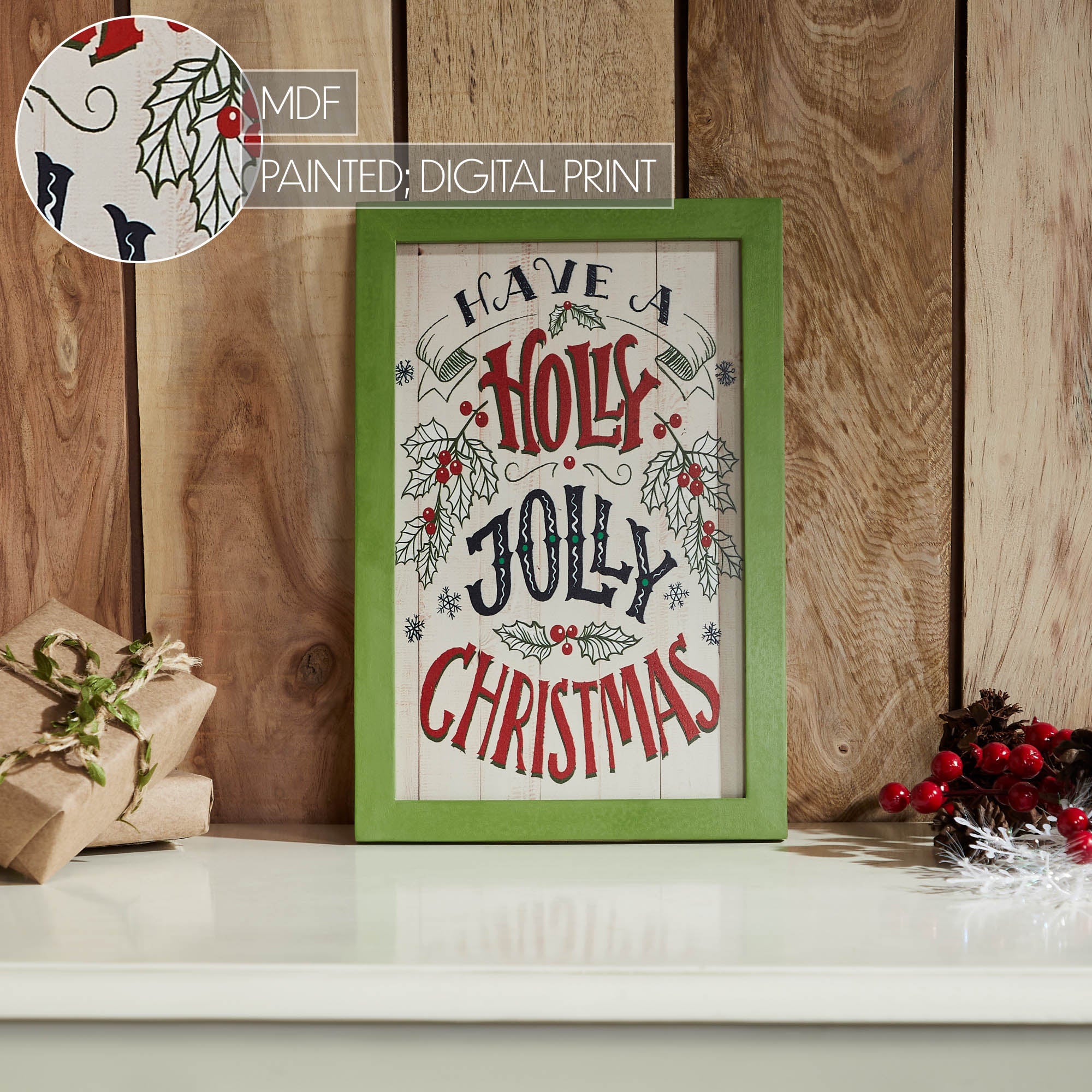 Have A Holly Jolly Christmas Framed Wall Hanging Sign 12x8 – VHC