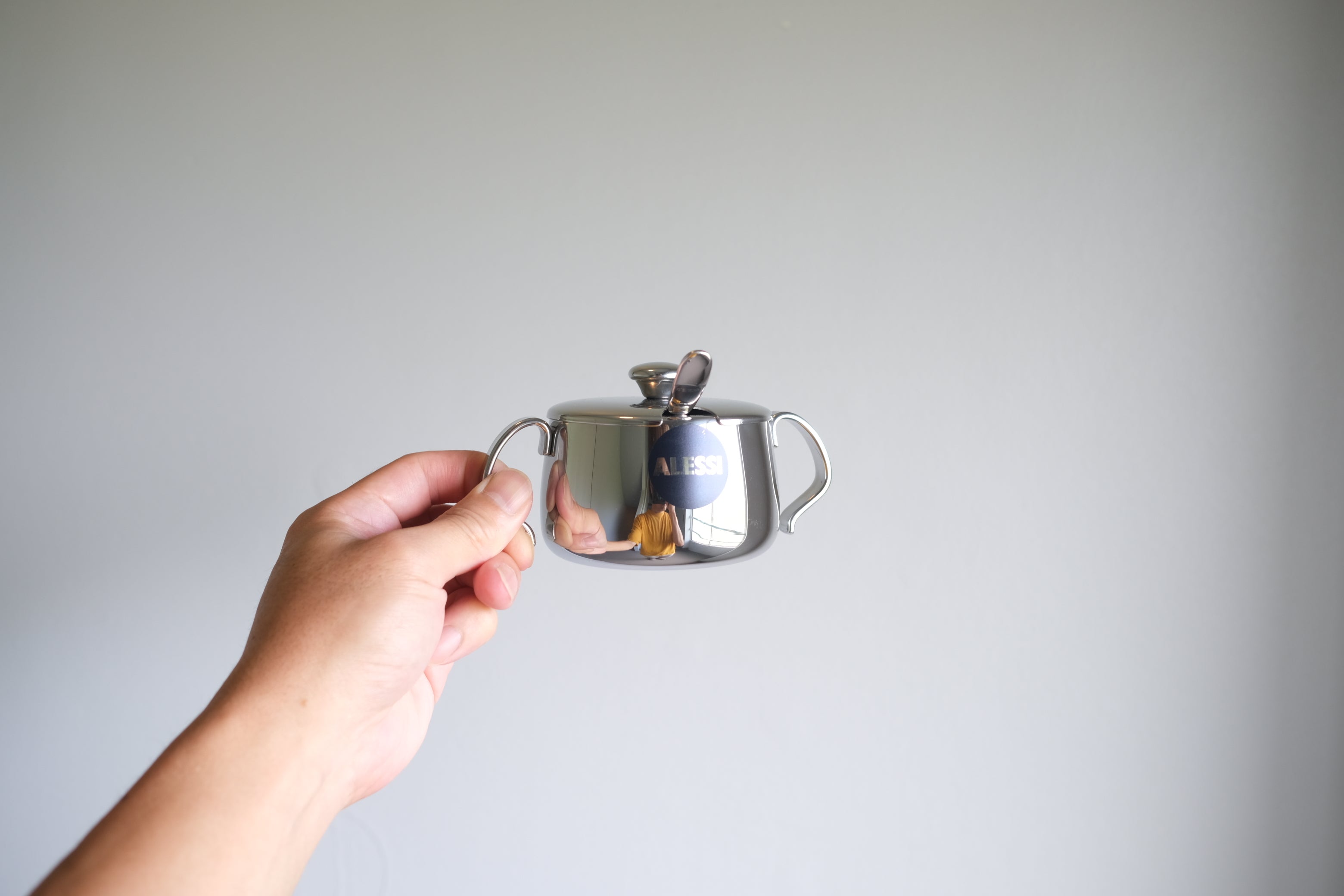 未使用品】アレッシィ シュガーポット 18-10 ステンレス製 スプーン付