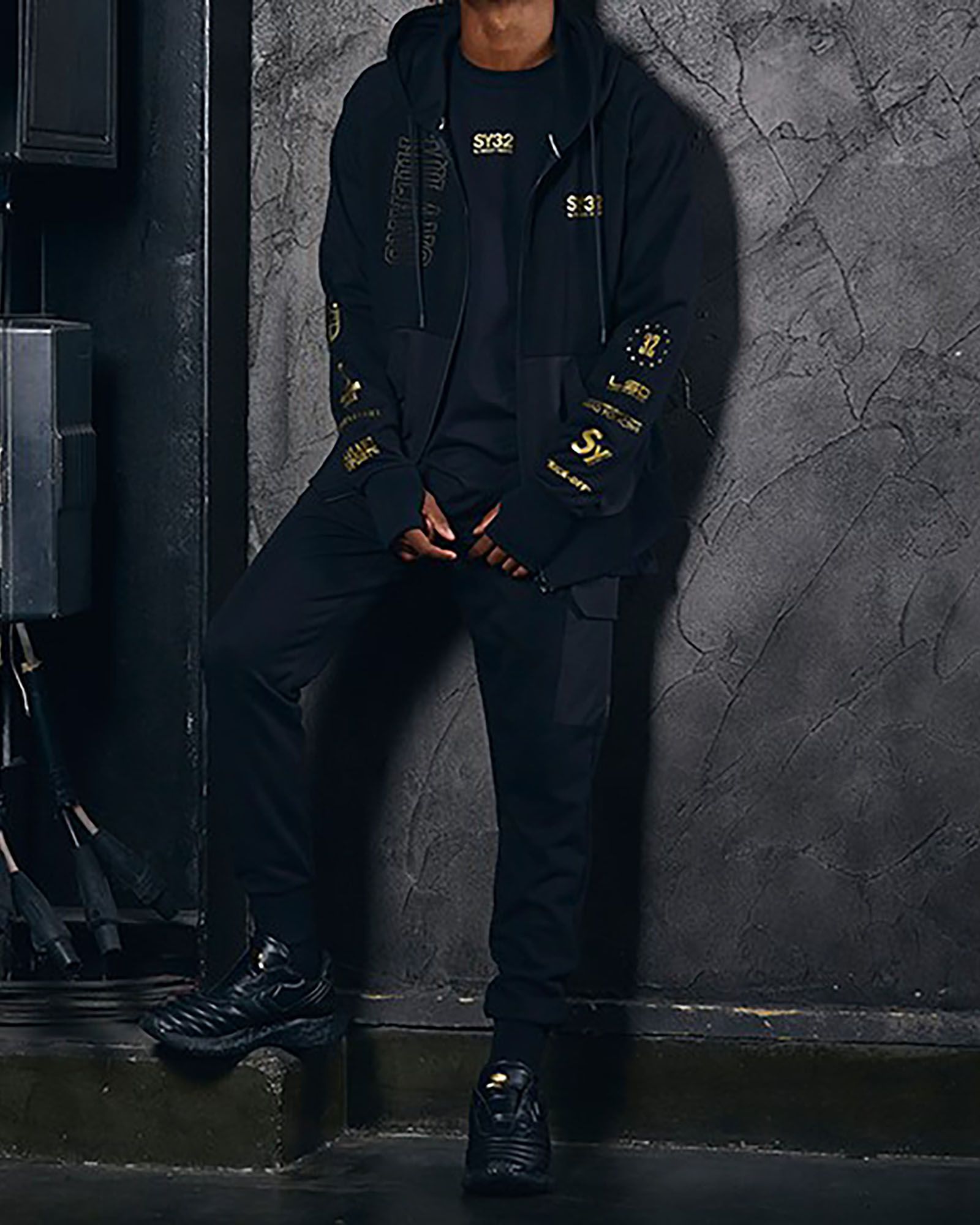 SY32 by SWEET YEARS - TEXTURE MIX ZIP HOODIE | ジップアップ