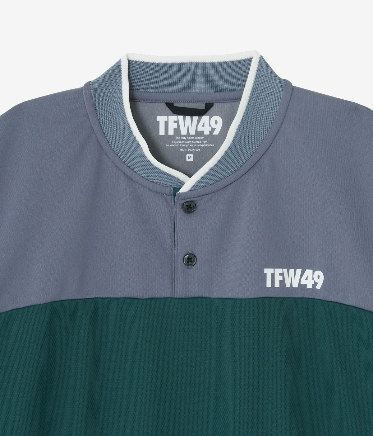 TFW49 - COLLAR LESS LINE POLO | ポロシャツ | グリーン×ブルーグレー