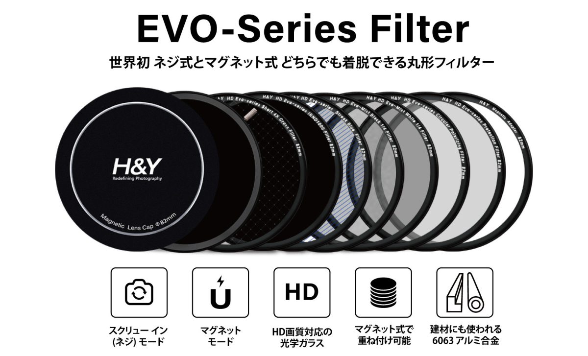 H&Y Filters Japan、 世界初となるネジ式とマグネット式を選んで着脱
