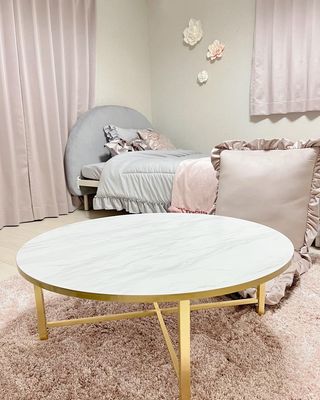 大理石調リビングテーブル 丸テーブル [幅75] | 【公式】LOWYA(ロウヤ