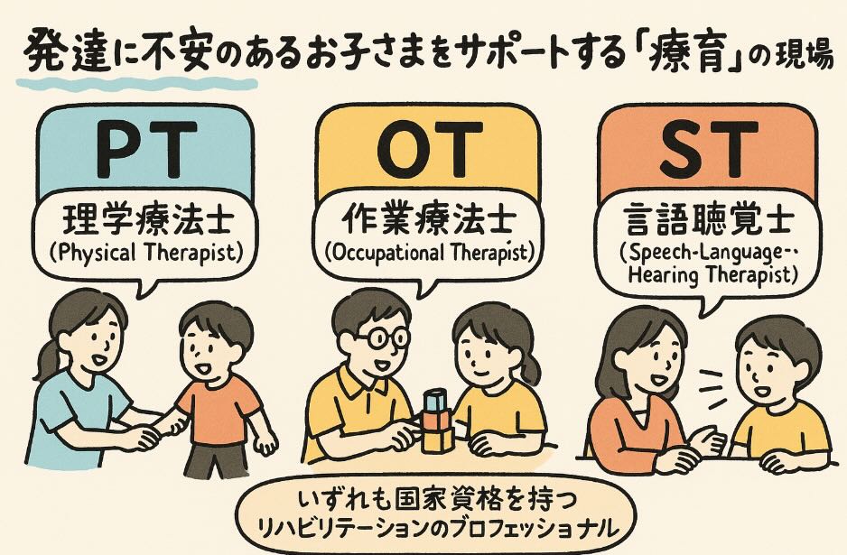 療育の専門家が解説】理学療法士（PT）、作業療法士（OT）、言語聴覚士