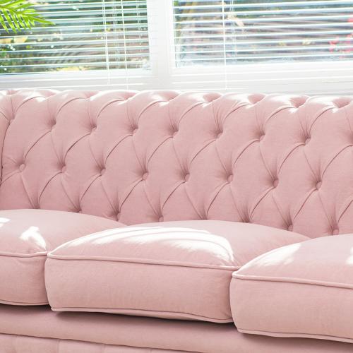 ロマンチック&ナチュラル 3人掛けソファ シャーベットピンク 布地