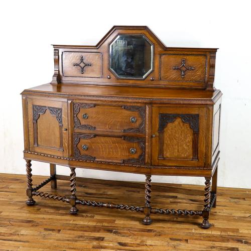 イギリスアンティーク ミラーバックサイドボード 収納家具 オーク材