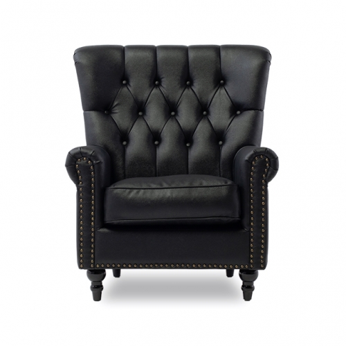 VINCENT(ヴィンセント) 1人掛けソファ ハイバック ブラック 合皮