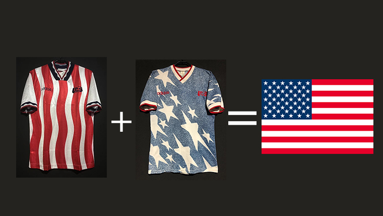 星条旗よ永遠なれ！合わせると星条旗に。94年アメリカ代表ユニフォーム