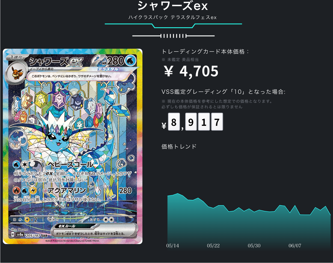 ポケカ）【シャワーズex（テラスタルフェス ex/SAR）】相場・価格