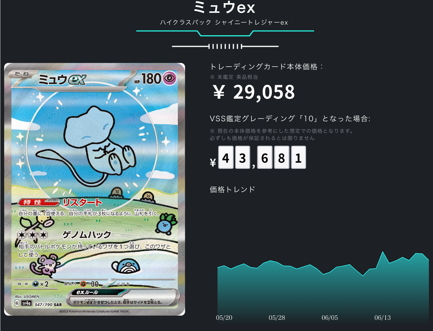 ポケカ）【ミュウex（シャイニートレジャー ex/SAR）】相場・価格